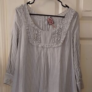 Striped Gray and White Sleeveless Top Or Dress